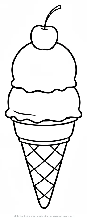 Eis mit Kirsche Ausmalbild