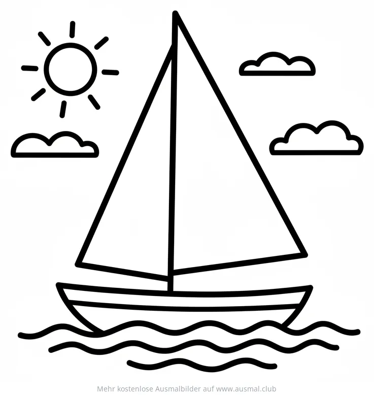Segelboot auf dem Meer Ausmalbild