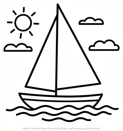 Segelboot auf dem Meer Ausmalbild