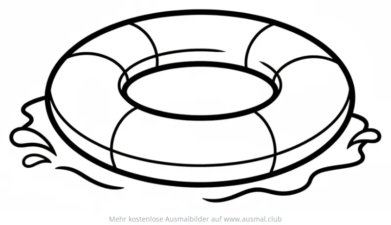 Schwimmring im Wasser Ausmalbild