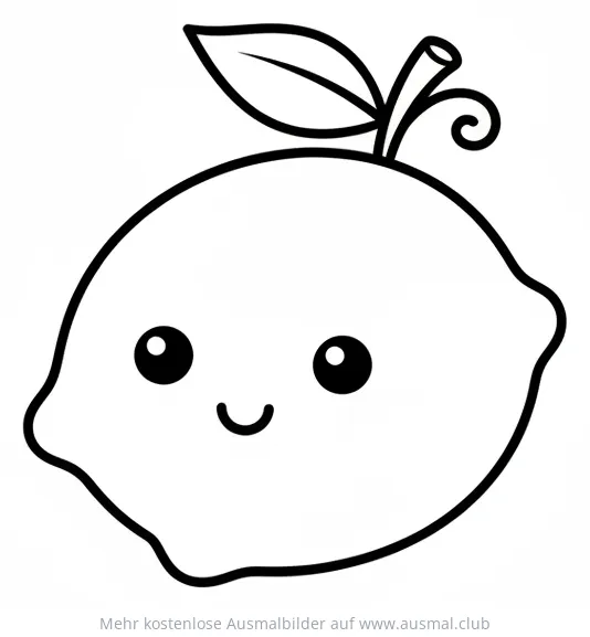 Zitrone Ausmalbild mit Gesicht