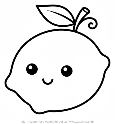 Zitrone Ausmalbild mit Gesicht