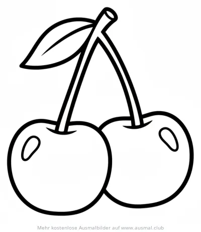 Kirsche Ausmalbild mit Blatt