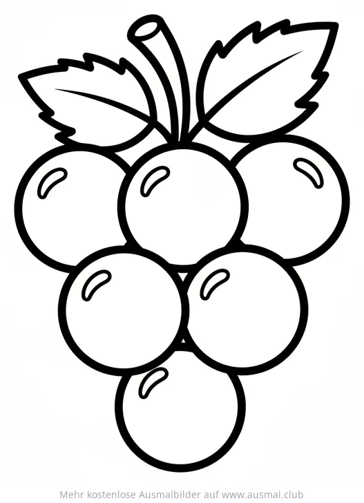Trauben Ausmalbild mit Blättern
