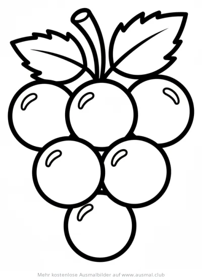 Trauben Ausmalbild mit Blättern