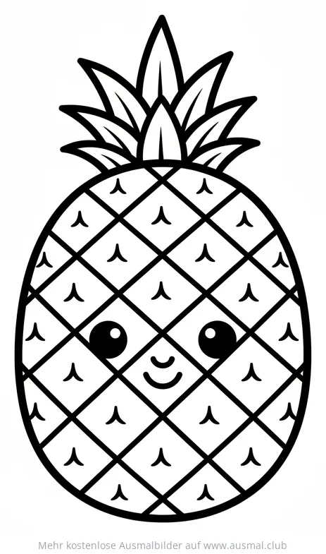 Ananas Ausmalbild mit Gesicht