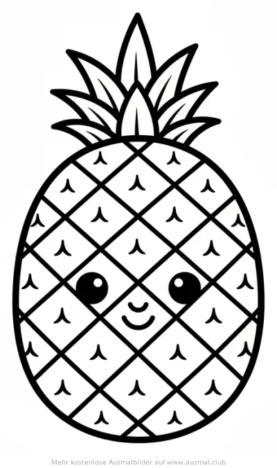 Ananas Ausmalbild mit Gesicht