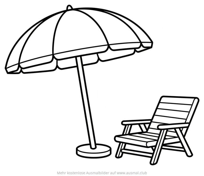 Strandkorb und Sonnenschirm Ausmalbild