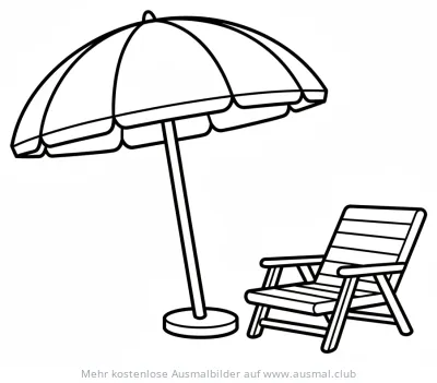 Strandkorb und Sonnenschirm Ausmalbild