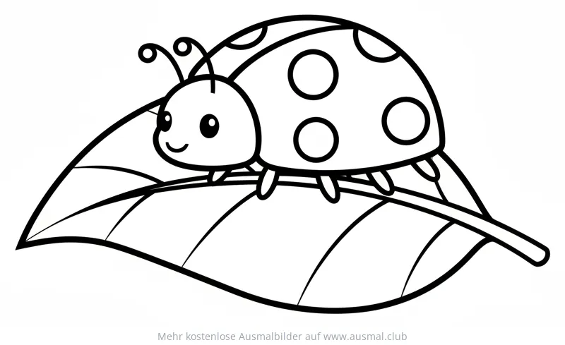Marienkäfer auf Blatt Ausmalbild