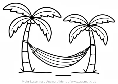 Hängematte zwischen Palmen Ausmalbild
