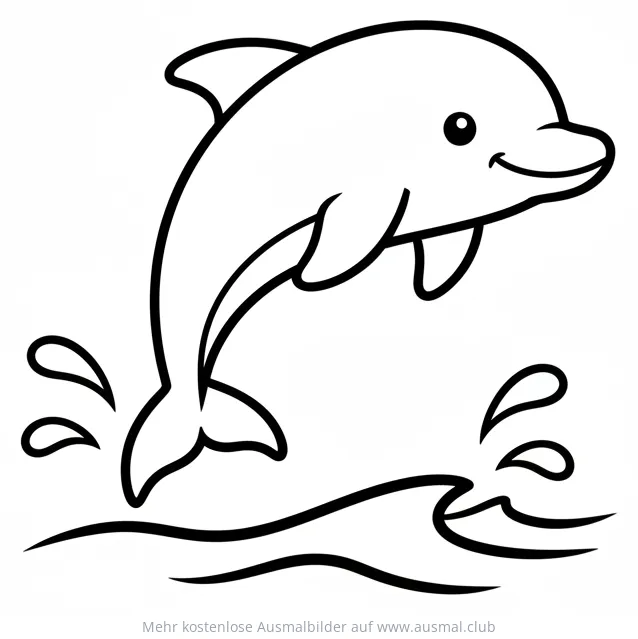Delfin springt aus dem Wasser Ausmalbild