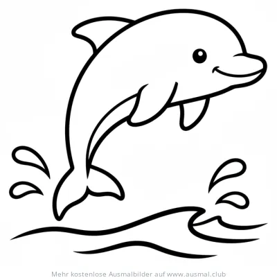 Delfin springt aus dem Wasser Ausmalbild