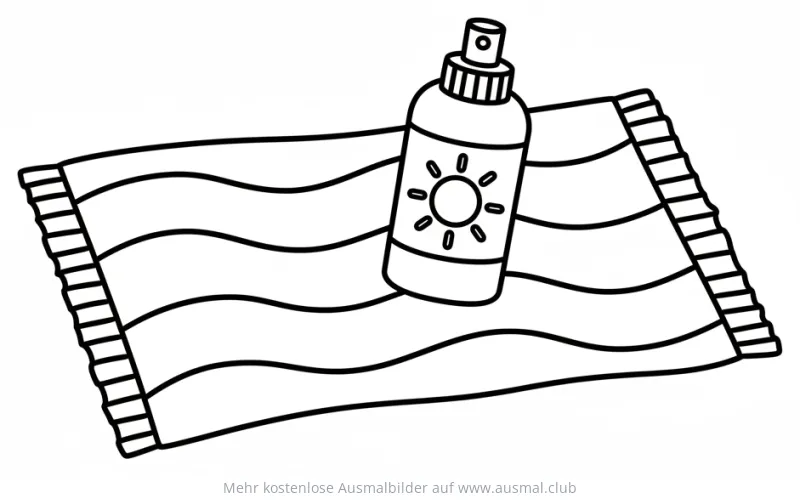 Sonnencreme und Badetuch Ausmalbild