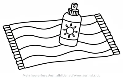 Sonnencreme und Badetuch Ausmalbild