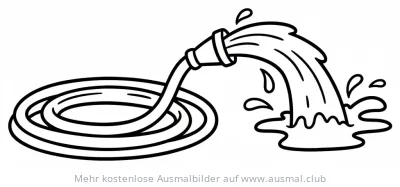 Gartenschlauch Ausmalbild mit Wasserstrahl