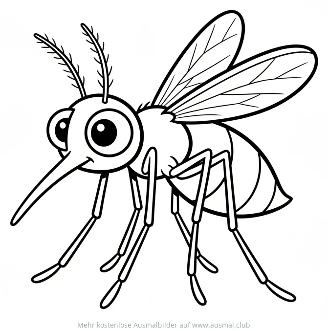 Mücke Ausmalbild mit großen Augen und Flügeln