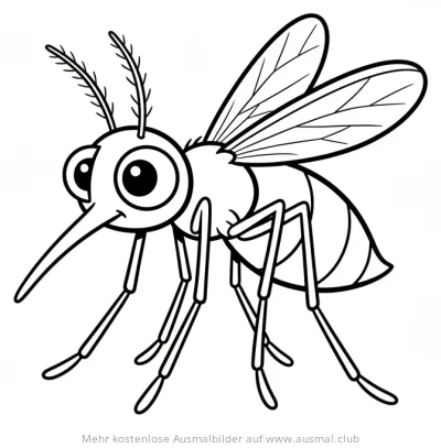 Mücke Ausmalbild mit großen Augen und Flügeln