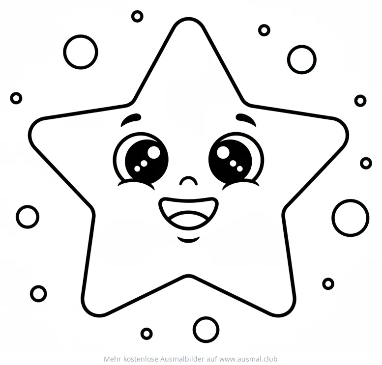 Freundlicher Stern mit Gesicht Ausmalbild