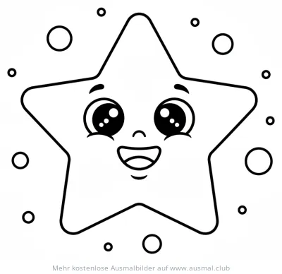 Freundlicher Stern mit Gesicht Ausmalbild
