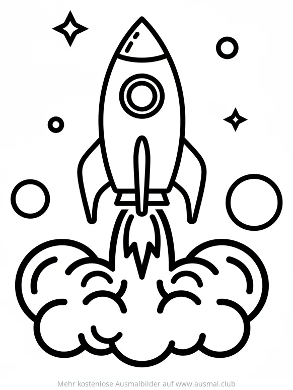 Rakete startet ins Weltall Ausmalbild