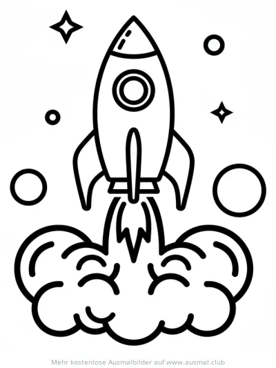 Rakete startet ins Weltall Ausmalbild