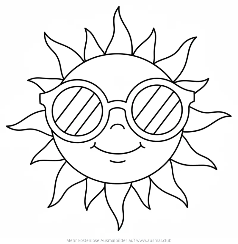 Sonne mit Sonnenbrille Ausmalbild