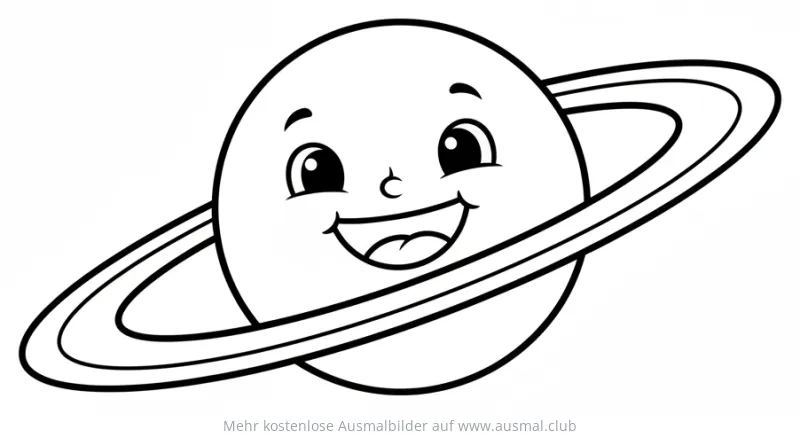 Freundlicher Planet mit Ringen Ausmalbild