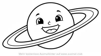 Freundlicher Planet mit Ringen Ausmalbild