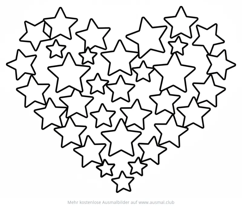 Sterne Herz Ausmalbild