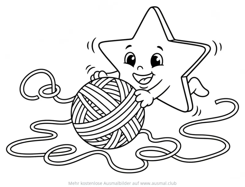Stern mit Wollknäuel Ausmalbild