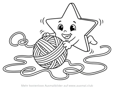 Stern mit Wollknäuel Ausmalbild