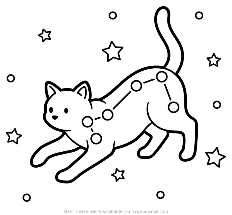 Katze mit Sternbild Ausmalbild
