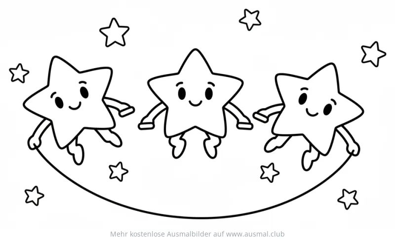 Sterne springen Seil Ausmalbild
