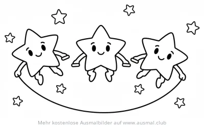 Sterne springen Seil Ausmalbild