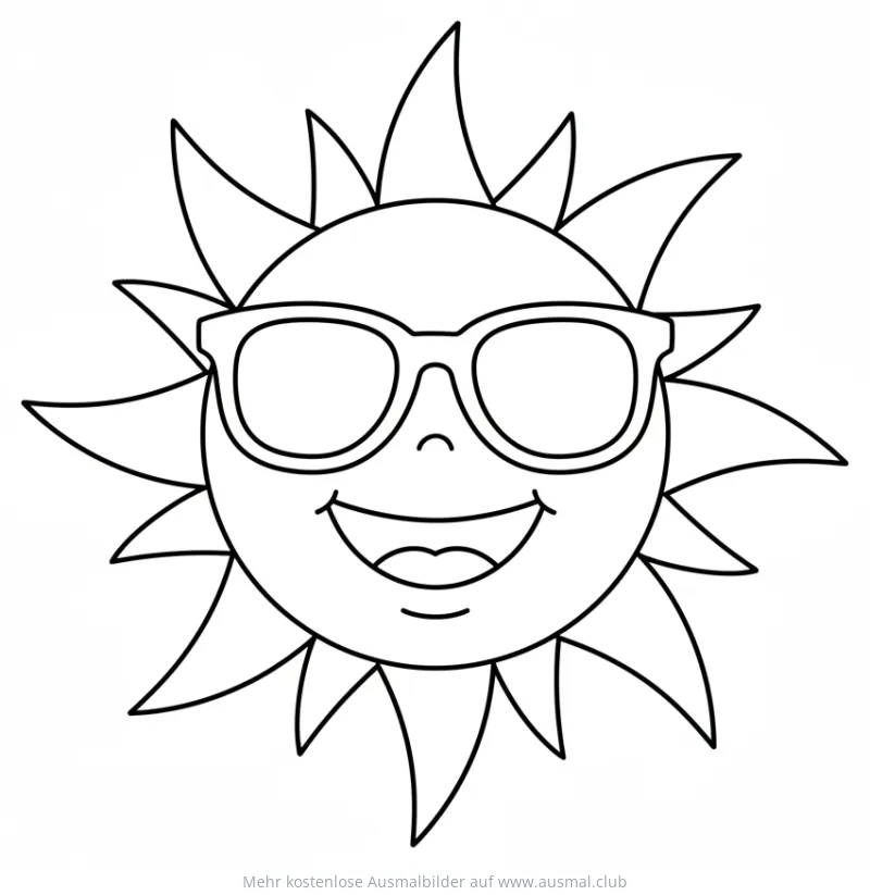 Sonne mit Sonnenbrille Ausmalbild