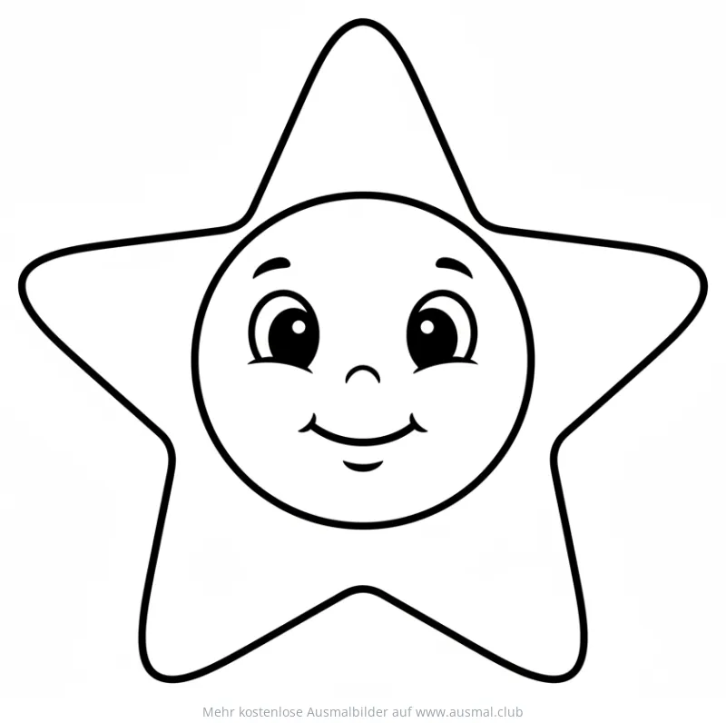 Freundlicher Stern mit Gesicht als Ausmalbild