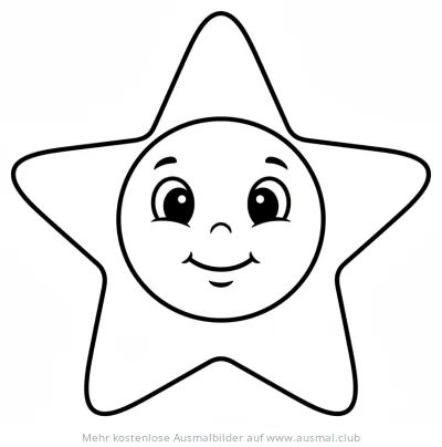 Freundlicher Stern mit Gesicht als Ausmalbild
