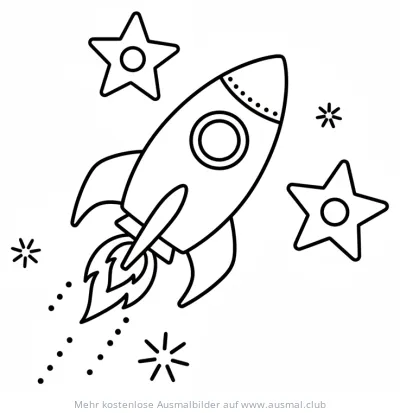 Rakete mit Sternen Ausmalbild