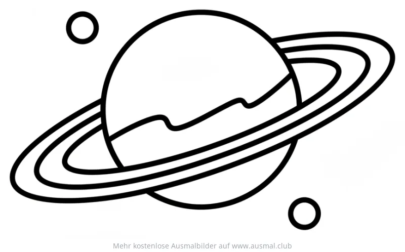 Planet mit Ring und zwei Monde Ausmalbild