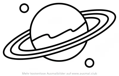 Planet mit Ring und zwei Monde Ausmalbild