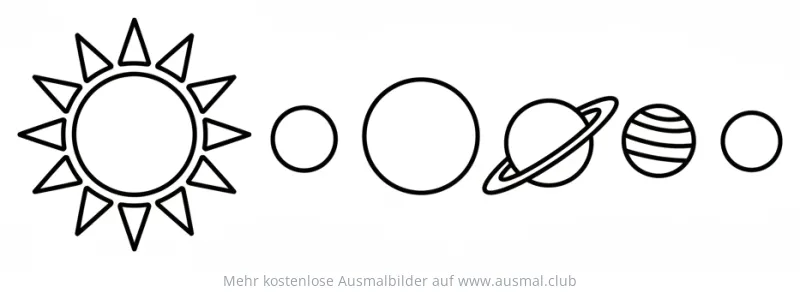 Sonne und verschiedene Planeten als Ausmalbild