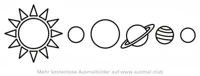 Sonne und verschiedene Planeten als Ausmalbild