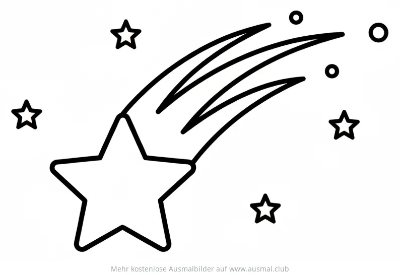 Sternschnuppe Ausmalbild mit Sternen