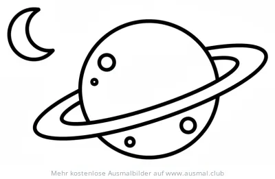 Planet mit Ring und Mond Ausmalbild