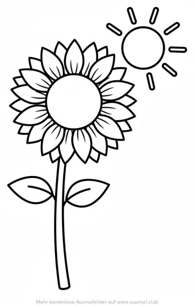 Sonnenblume mit Sonne Ausmalbild