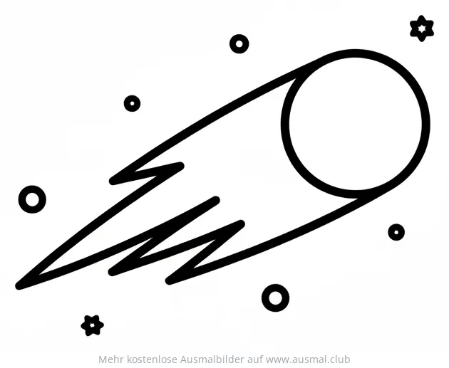 Komet Ausmalbild mit Sternen und Planeten