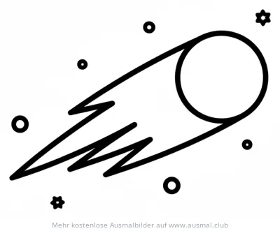 Komet Ausmalbild mit Sternen und Planeten