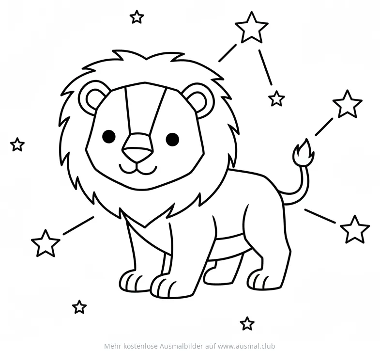 Löwe mit Sternbild Ausmalbild
