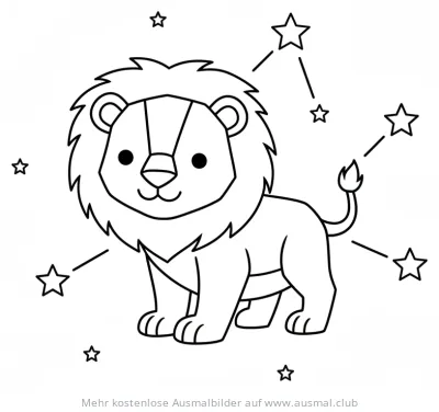 Löwe mit Sternbild Ausmalbild